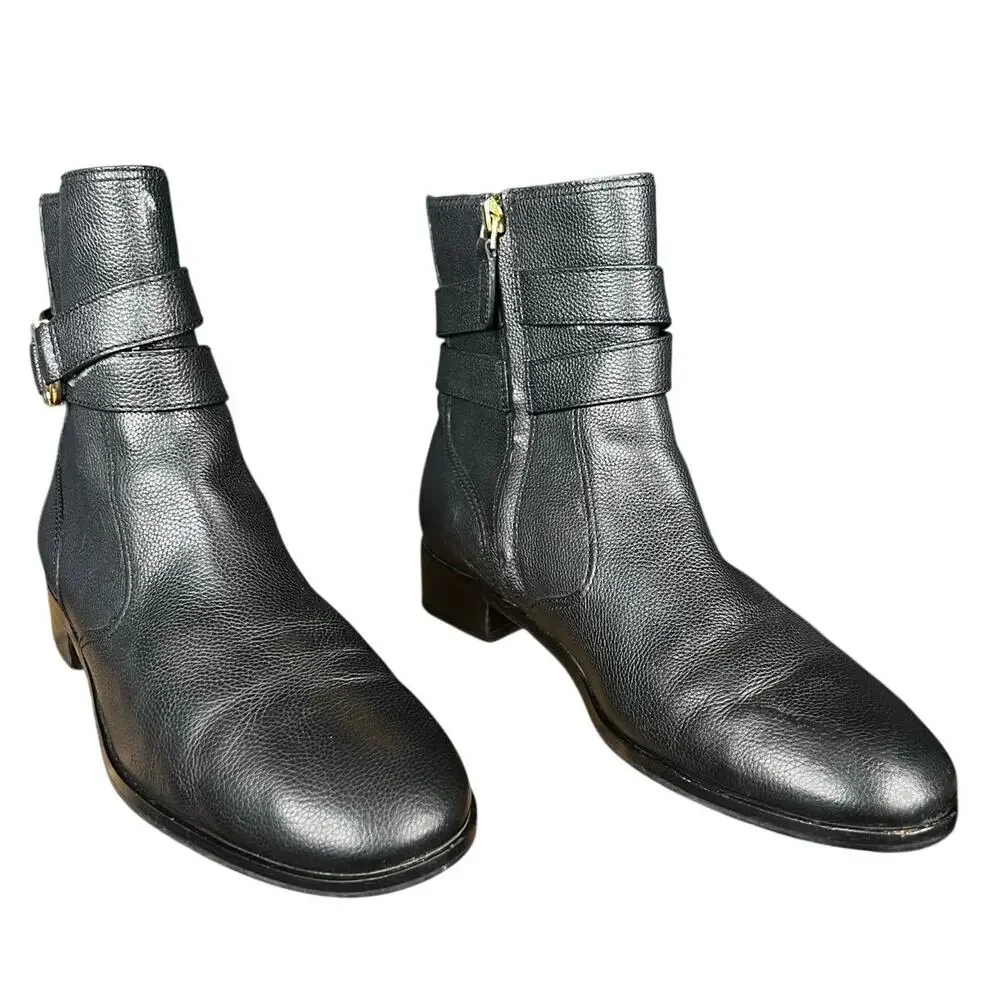 Tory Burch Women’s Gemini Link Black Leather Ankle Boot Size US 9